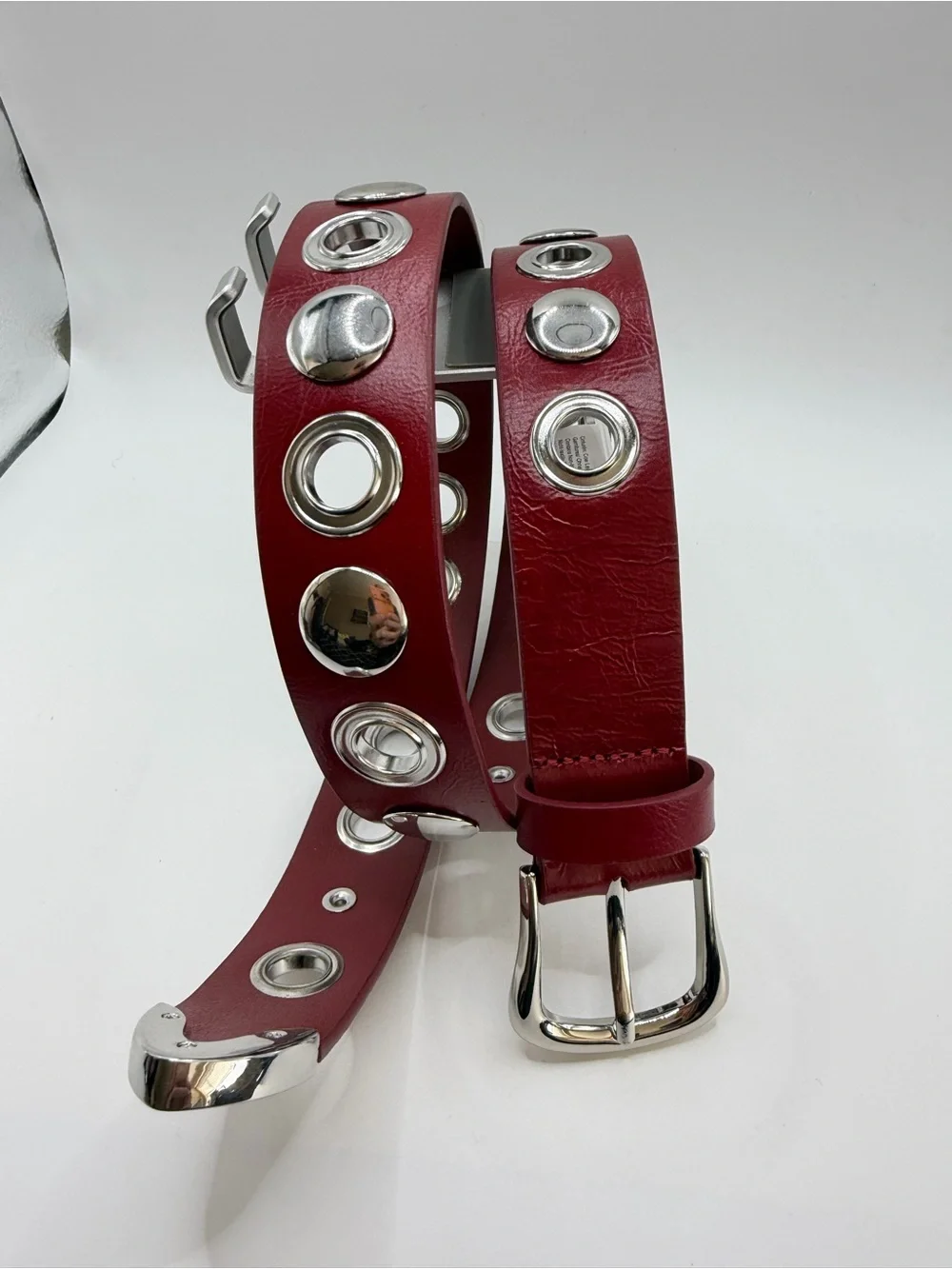J. Crew Women's Grommet Belt in Italian Leather Red Size XS/Extra Small